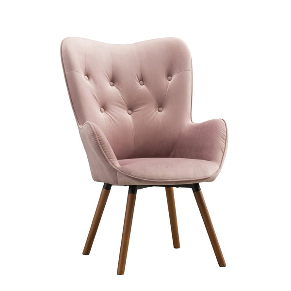 English Elm Doarnin Velvet Barrel Accent Chair Tufted Button Back with Solid Wood Legs for Living Rooms T2574P164269
