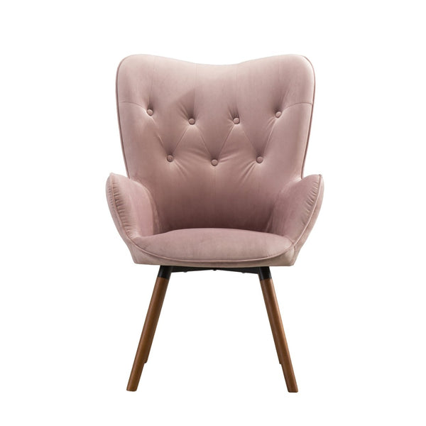 English Elm Doarnin Velvet Barrel Accent Chair Tufted Button Back with Solid Wood Legs for Living Rooms T2574P164269