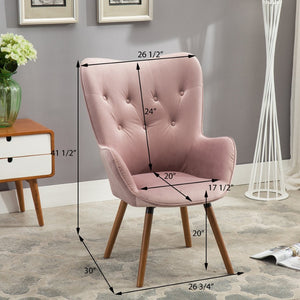 English Elm Doarnin Velvet Barrel Accent Chair Tufted Button Back with Solid Wood Legs for Living Rooms T2574P164269