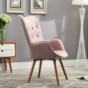 English Elm Doarnin Velvet Barrel Accent Chair Tufted Button Back with Solid Wood Legs for Living Rooms T2574P164269