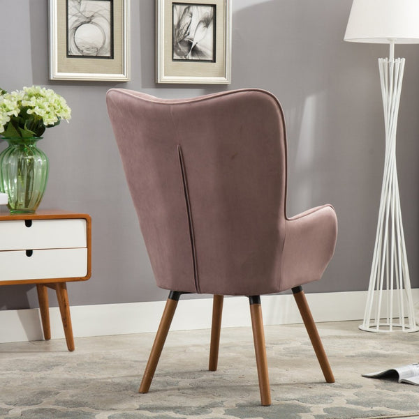 English Elm Doarnin Velvet Barrel Accent Chair Tufted Button Back with Solid Wood Legs for Living Rooms T2574P164269
