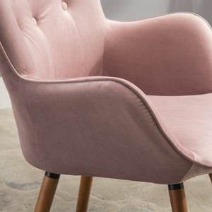 English Elm Doarnin Velvet Barrel Accent Chair Tufted Button Back with Solid Wood Legs for Living Rooms T2574P164269