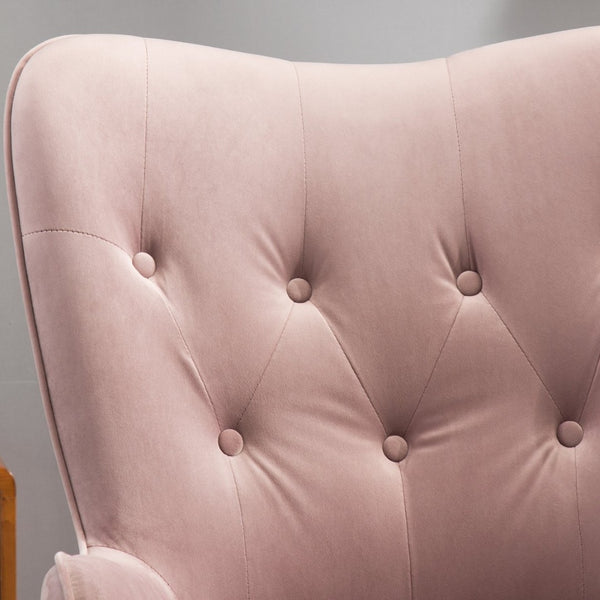 English Elm Doarnin Velvet Barrel Accent Chair Tufted Button Back with Solid Wood Legs for Living Rooms T2574P164269