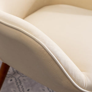 English Elm Doarnin Velvet Barrel Accent Chair with Button Tufted Back and Solid Wood Legs White T2574P164270