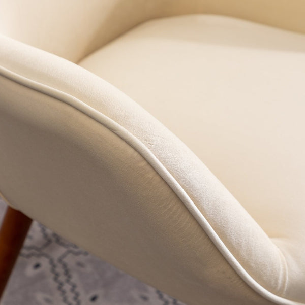 English Elm Doarnin Velvet Barrel Accent Chair with Button Tufted Back and Solid Wood Legs White T2574P164270