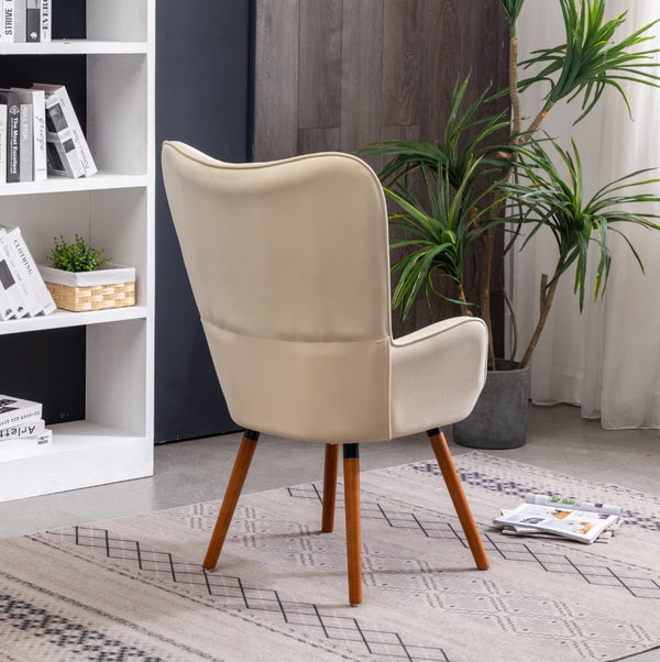 English Elm Doarnin Velvet Barrel Accent Chair with Button Tufted Back and Solid Wood Legs White T2574P164270