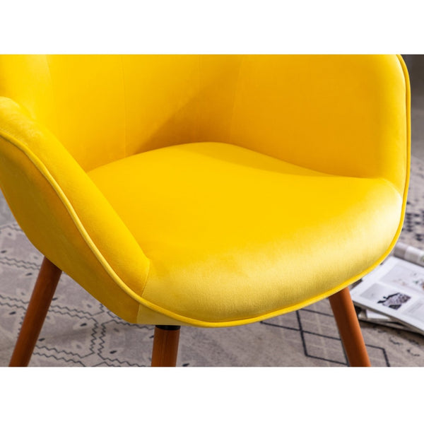 English Elm Doarnin Velvet Barrel Accent Chair with Button Tufted Back and Solid Wood Legs Yellow T2574P164271