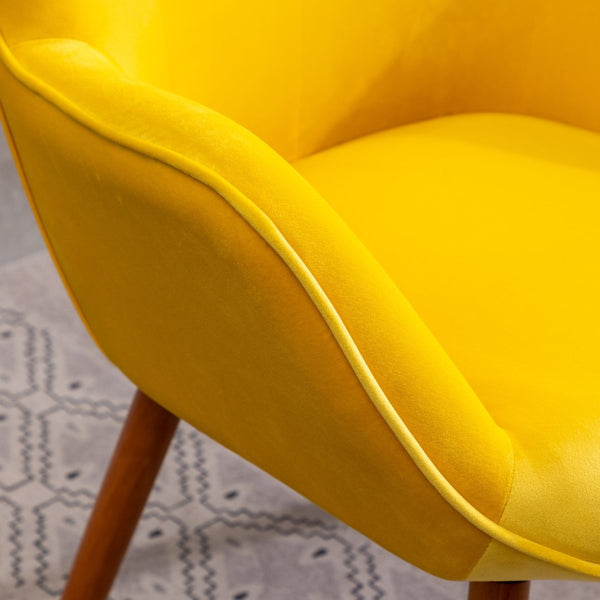 English Elm Doarnin Velvet Barrel Accent Chair with Button Tufted Back and Solid Wood Legs Yellow T2574P164271