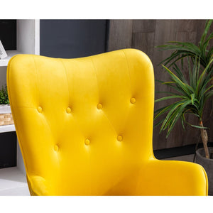 English Elm Doarnin Velvet Barrel Accent Chair with Button Tufted Back and Solid Wood Legs Yellow T2574P164271