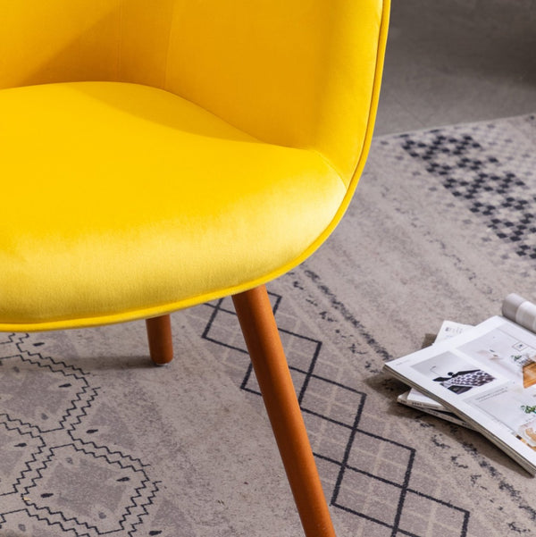 English Elm Doarnin Velvet Barrel Accent Chair with Button Tufted Back and Solid Wood Legs Yellow T2574P164271