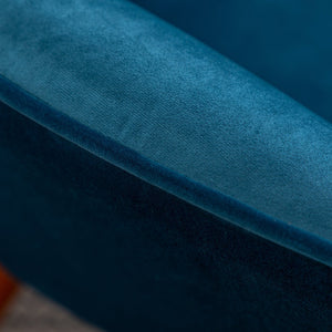 English Elm Leiria Wingback Velvet Tufted Accent Chair with Matching Ottoman Mid-century Lounge Blue T2574P164272