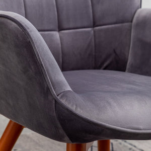 English Elm Leiria Wingback Velvet Tufted Accent Chair with Matching Ottoman Mid-century Lounge Gray T2574P164273