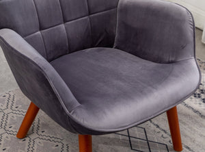 English Elm Leiria Wingback Velvet Tufted Accent Chair with Matching Ottoman Mid-century Lounge Gray T2574P164273