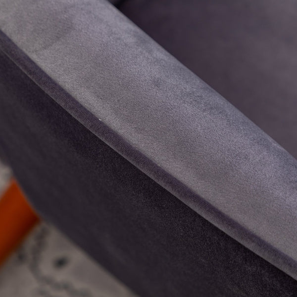 English Elm Leiria Wingback Velvet Tufted Accent Chair with Matching Ottoman Mid-century Lounge Gray T2574P164273