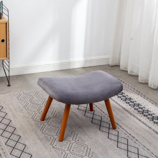 English Elm Leiria Wingback Velvet Tufted Accent Chair with Matching Ottoman Mid-century Lounge Gray T2574P164273