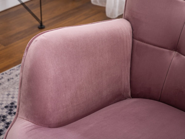 English Elm Leiria Wingback Velvet Tufted Accent Chair with Matching Ottoman Mid-century Lounge Mauve T2574P164274