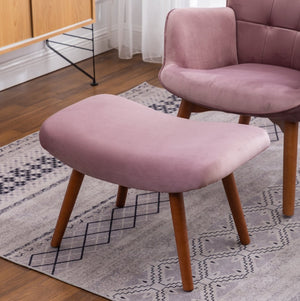 English Elm Leiria Wingback Velvet Tufted Accent Chair with Matching Ottoman Mid-century Lounge Mauve T2574P164274