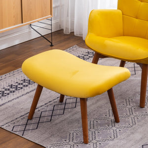 English Elm Leiria Wingback Velvet Tufted Accent Chair with Matching Ottoman Mid-century Lounge Yellow T2574P164275