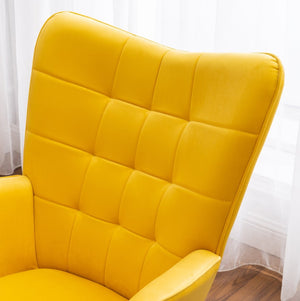 English Elm Leiria Wingback Velvet Tufted Accent Chair with Matching Ottoman Mid-century Lounge Yellow T2574P164275