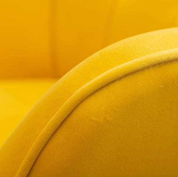 English Elm Leiria Wingback Velvet Tufted Accent Chair with Matching Ottoman Mid-century Lounge Yellow T2574P164275