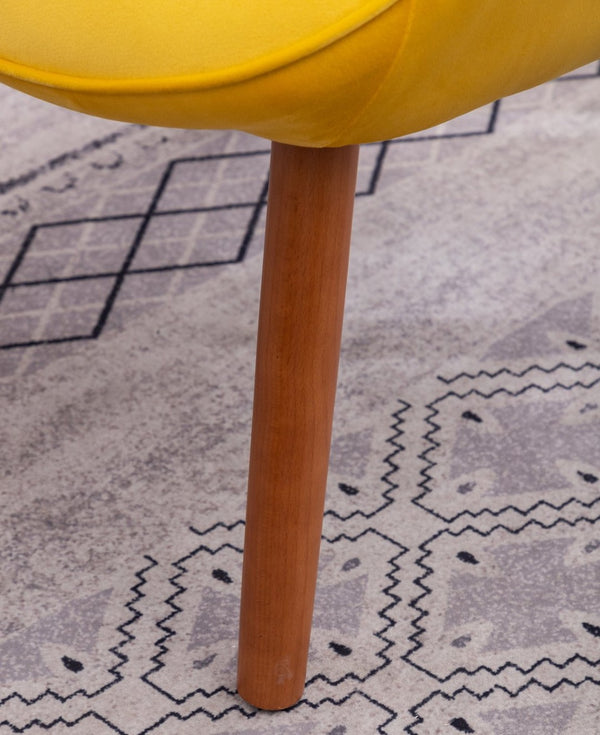 English Elm Leiria Wingback Velvet Tufted Accent Chair with Matching Ottoman Mid-century Lounge Yellow T2574P164275