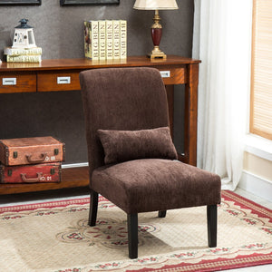 English Elm Pisano Chenille Armless Accent Chair with Graffiti Weave and Espresso Wood Legs Chocolate T2574P164499