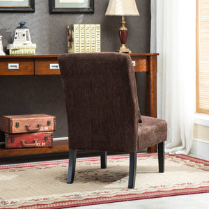 English Elm Pisano Chenille Armless Accent Chair with Graffiti Weave and Espresso Wood Legs Chocolate T2574P164499