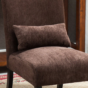 English Elm Pisano Chenille Armless Accent Chair with Graffiti Weave and Espresso Wood Legs Chocolate T2574P164499