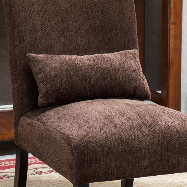 English Elm Pisano Chenille Armless Accent Chair with Graffiti Weave and Espresso Wood Legs Chocolate T2574P164499