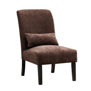 English Elm Pisano Chenille Armless Accent Chair with Graffiti Weave and Espresso Wood Legs Chocolate T2574P164499