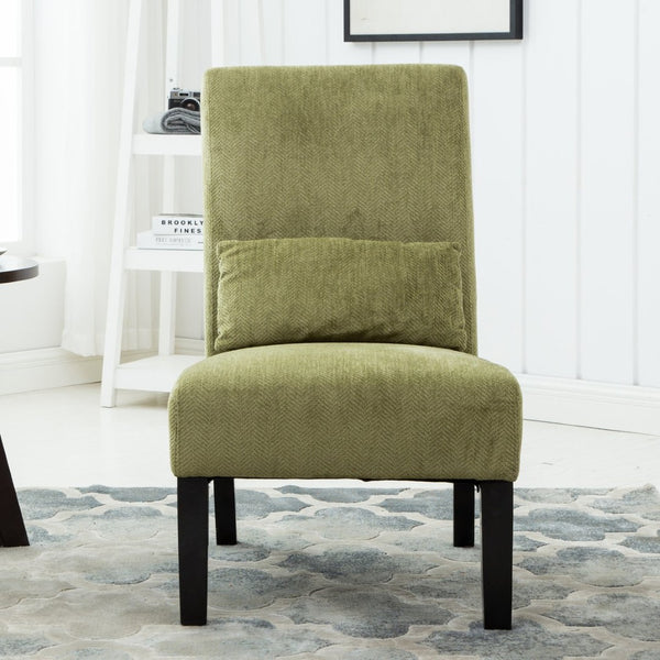 English Elm Pisano Chenille Armless Accent Chair with Graffiti Weave and Espresso Wood Legs Green T2574P164500