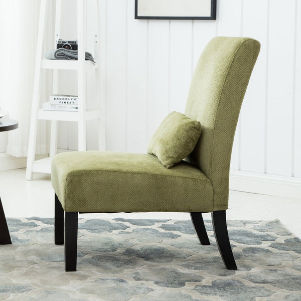 English Elm Pisano Chenille Armless Accent Chair with Graffiti Weave and Espresso Wood Legs Green T2574P164500