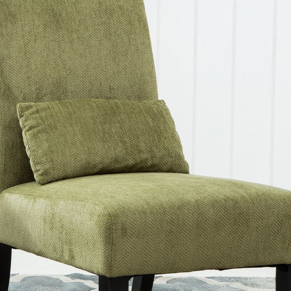 English Elm Pisano Chenille Armless Accent Chair with Graffiti Weave and Espresso Wood Legs Green T2574P164500