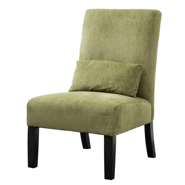 English Elm Pisano Chenille Armless Accent Chair with Graffiti Weave and Espresso Wood Legs Green T2574P164500