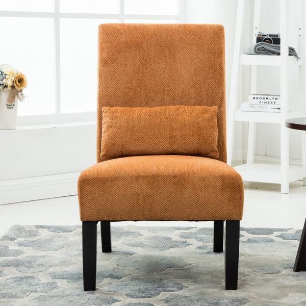 English Elm Pisano Chenille Armless Accent Chair with Graffiti Weave and Espresso Wood Legs Orange T2574P164501