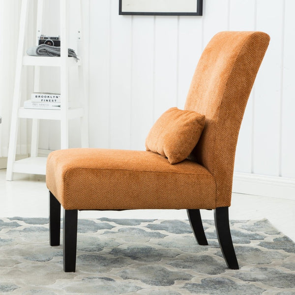 English Elm Pisano Chenille Armless Accent Chair with Graffiti Weave and Espresso Wood Legs Orange T2574P164501