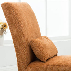 English Elm Pisano Chenille Armless Accent Chair with Graffiti Weave and Espresso Wood Legs Orange T2574P164501