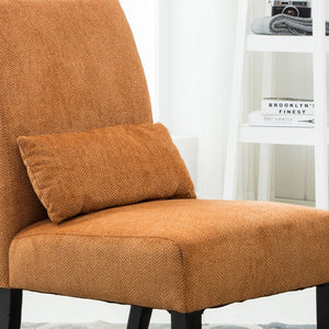 English Elm Pisano Chenille Armless Accent Chair with Graffiti Weave and Espresso Wood Legs Orange T2574P164501