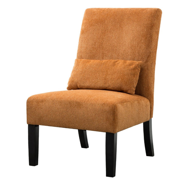English Elm Pisano Chenille Armless Accent Chair with Graffiti Weave and Espresso Wood Legs Orange T2574P164501