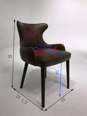 English Elm Viking Button Tufted Barrel Accent Chair Brass Nailhead Espresso Legs Brown Upholstered T2574P164502