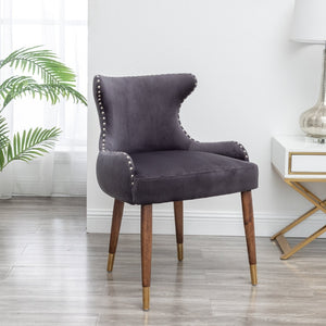 English Elm Lindale Velvet Accent Chair with Button Tufting Nailhead Trim and Rubberwood Legs T2574P164505