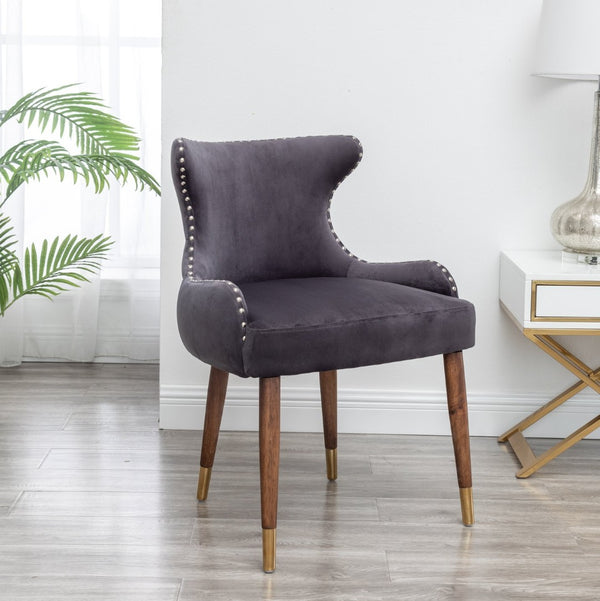 English Elm Lindale Velvet Accent Chair with Button Tufting Nailhead Trim and Rubberwood Legs T2574P164505
