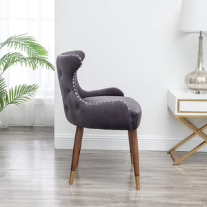 English Elm Lindale Velvet Accent Chair with Button Tufting Nailhead Trim and Rubberwood Legs T2574P164505