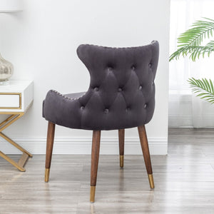 English Elm Lindale Velvet Accent Chair with Button Tufting Nailhead Trim and Rubberwood Legs T2574P164505