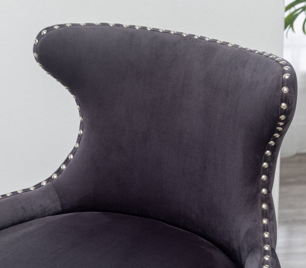 English Elm Lindale Velvet Accent Chair with Button Tufting Nailhead Trim and Rubberwood Legs T2574P164505
