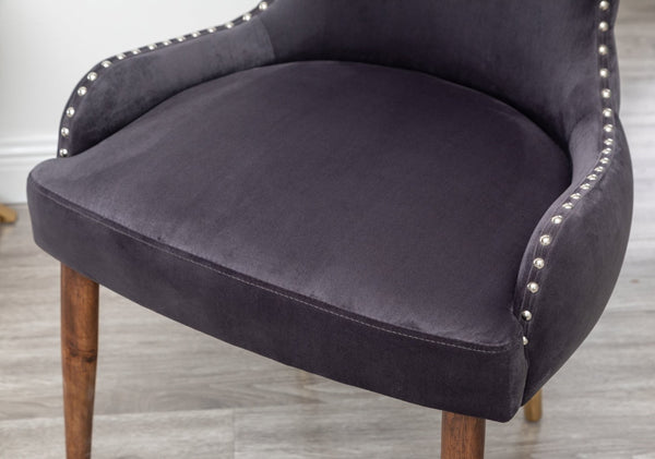 English Elm Lindale Velvet Accent Chair with Button Tufting Nailhead Trim and Rubberwood Legs T2574P164505