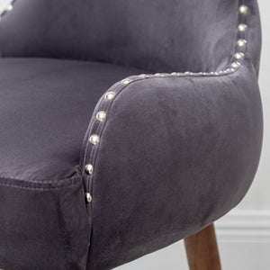 English Elm Lindale Velvet Accent Chair with Button Tufting Nailhead Trim and Rubberwood Legs T2574P164505