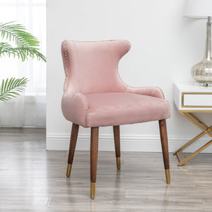 English Elm Lindale Velvet Button Tufted Accent Chair with Nailhead Trim and Gold Tipped Legs T2574P164506