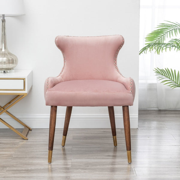 English Elm Lindale Velvet Button Tufted Accent Chair with Nailhead Trim and Gold Tipped Legs T2574P164506