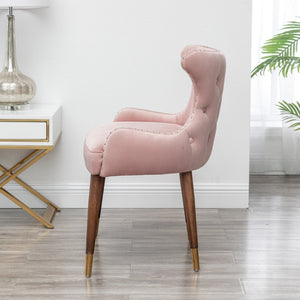 English Elm Lindale Velvet Button Tufted Accent Chair with Nailhead Trim and Gold Tipped Legs T2574P164506